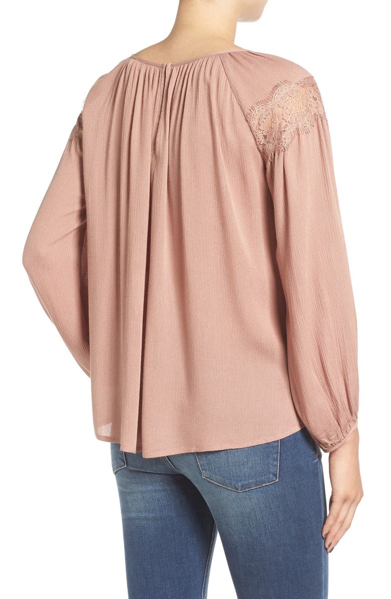 All in Favor Lace Detail Peasant Blouse, Alternate, color, 
