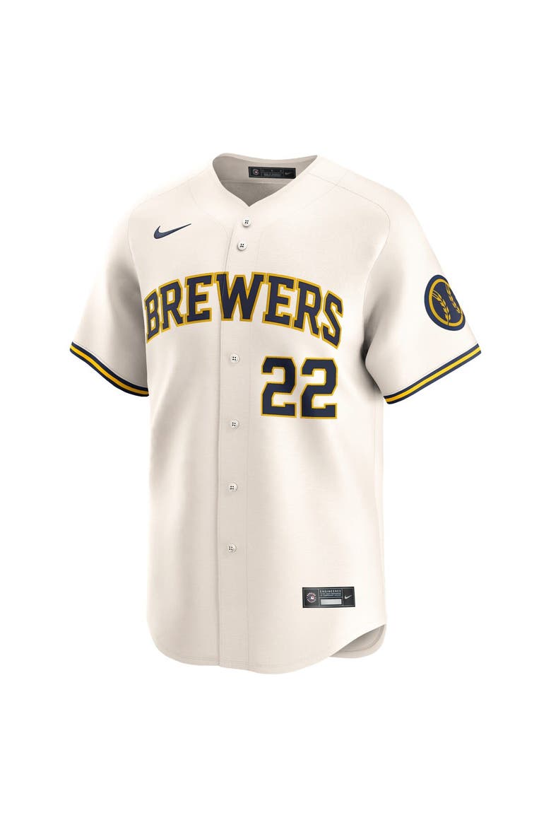 Men's Nike Christian Yelich Cream Milwaukee Brewers Home Limited Player Jersey, Alternate, color, Cream