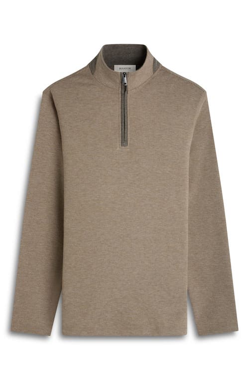 Bugatchi Houndstooth Patern Quarter Zip Top In Green