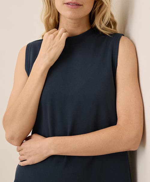 Pact Organic Cotton Airplane Mock Neck Shell In Midnight Blue