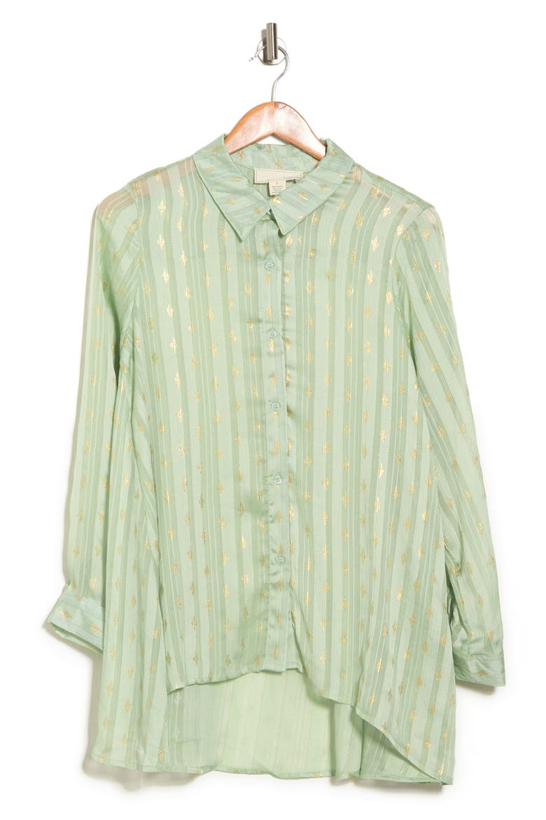Eve Chiffon Collared Button Front Blouse, Alternate, color, SAGE