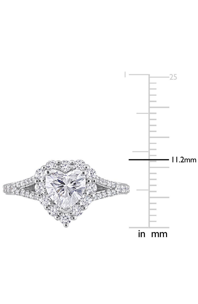 Julianna B. Moissanite Heart Halo Split-Shank Ring, Alternate, color, Sterling Silver