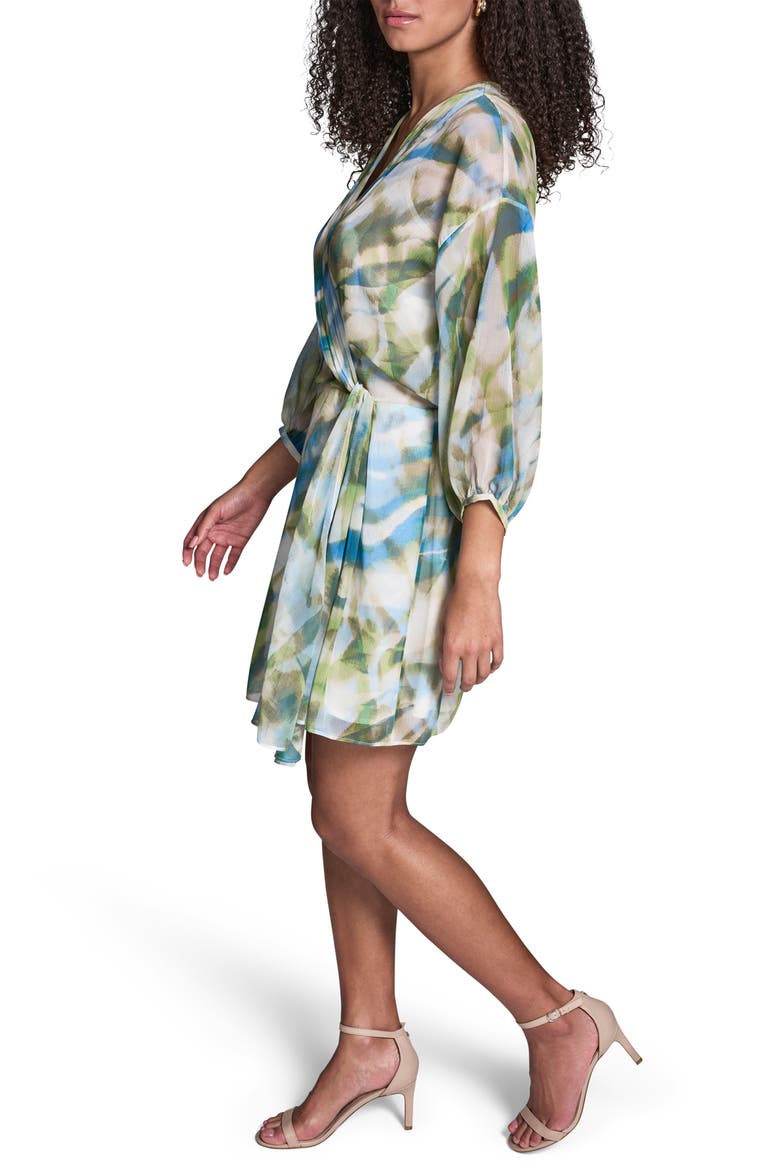 Faux Wrap Chiffon Dress, Alternate, color, CITRUS TWI