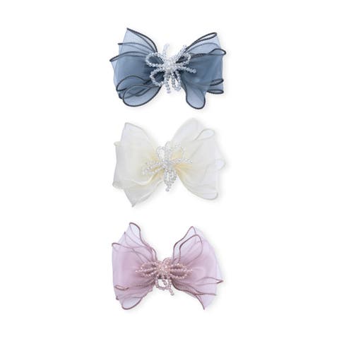Beaded Bow Hair Clip Set