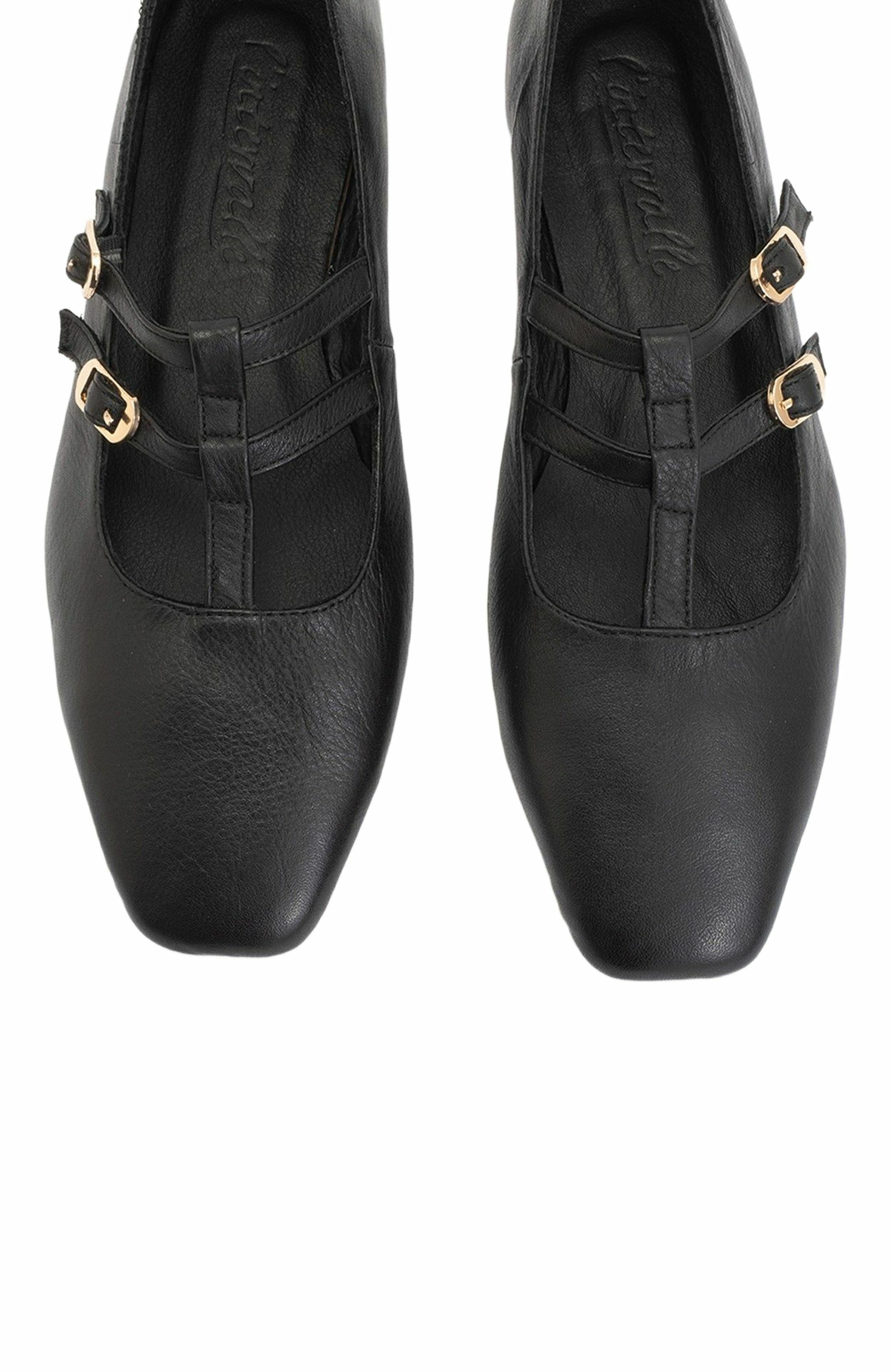 Forever & Always Shoes Starling Leather Mary Jane Flats, Alternate, color, Black Leather