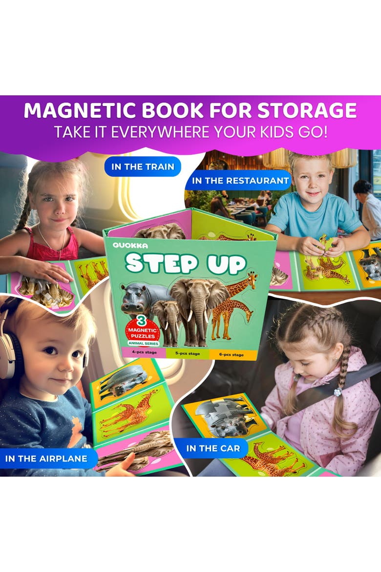 Step Up Magnetic Kids Puzzle Collection - Ocean, Safari & Wild Animals, Alternate, color, Safari1
