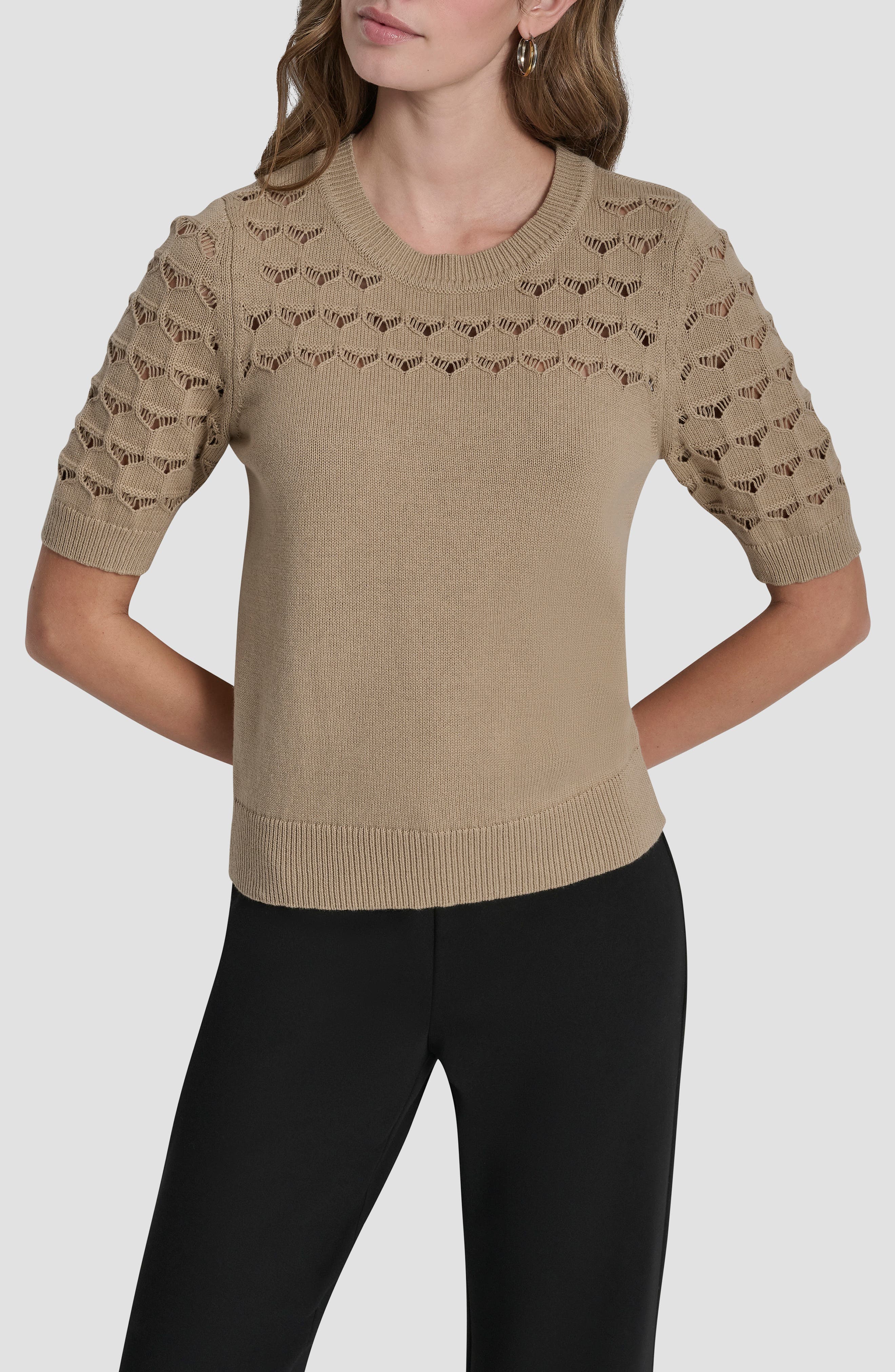 Pointelle Yoke Sweater - image 3