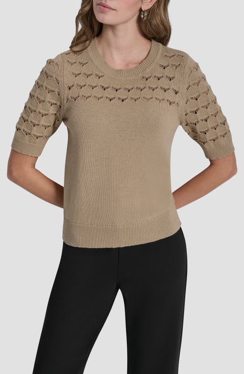 Pointelle Yoke Sweater