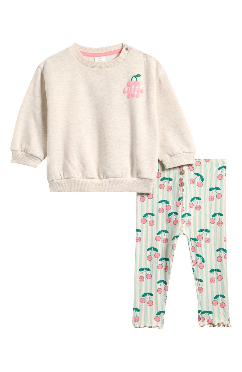NEXT Cherry Sweatshirt & Leggings Set, Main, color, Multi