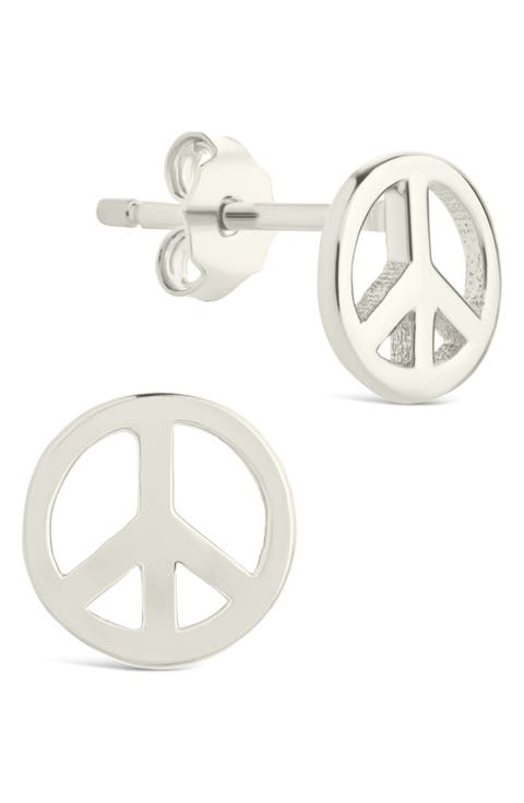 Peace Sign Stud Earrings
