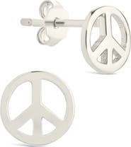 Sterling Forever Peace Sign Stud Earrings