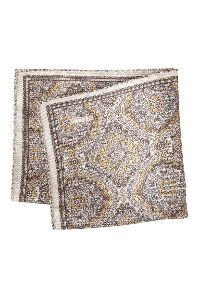 Two Face Silk Pocket Square, Main, color, LIGHT BEIGE