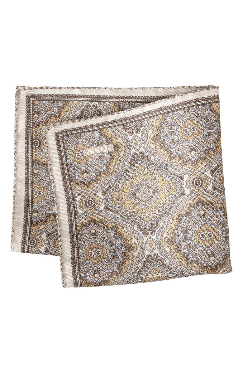 Eton Two Face Silk Pocket Square, Main, color, Light Beige