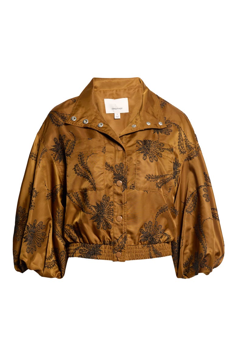 Iggy Embroidered Crop Jacket, Alternate, color, TOFFEE/ BLACK