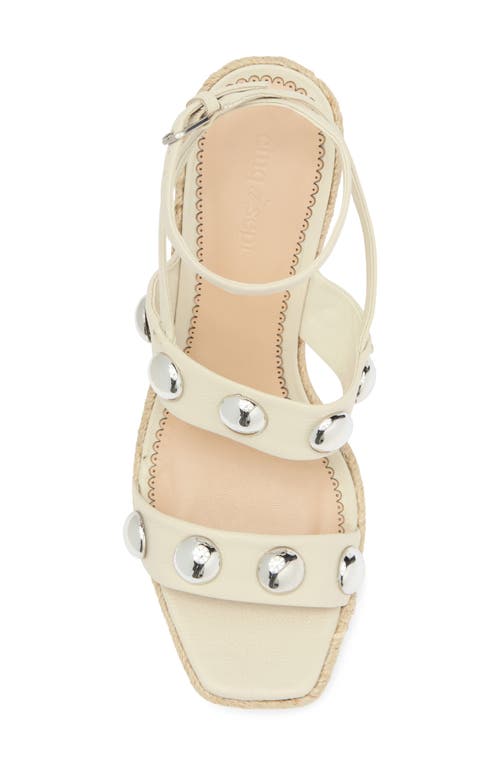 Cinq À Sept Georgia Studded Espadrille Ankle Strap Platform Wedge Sandal In Pearl
