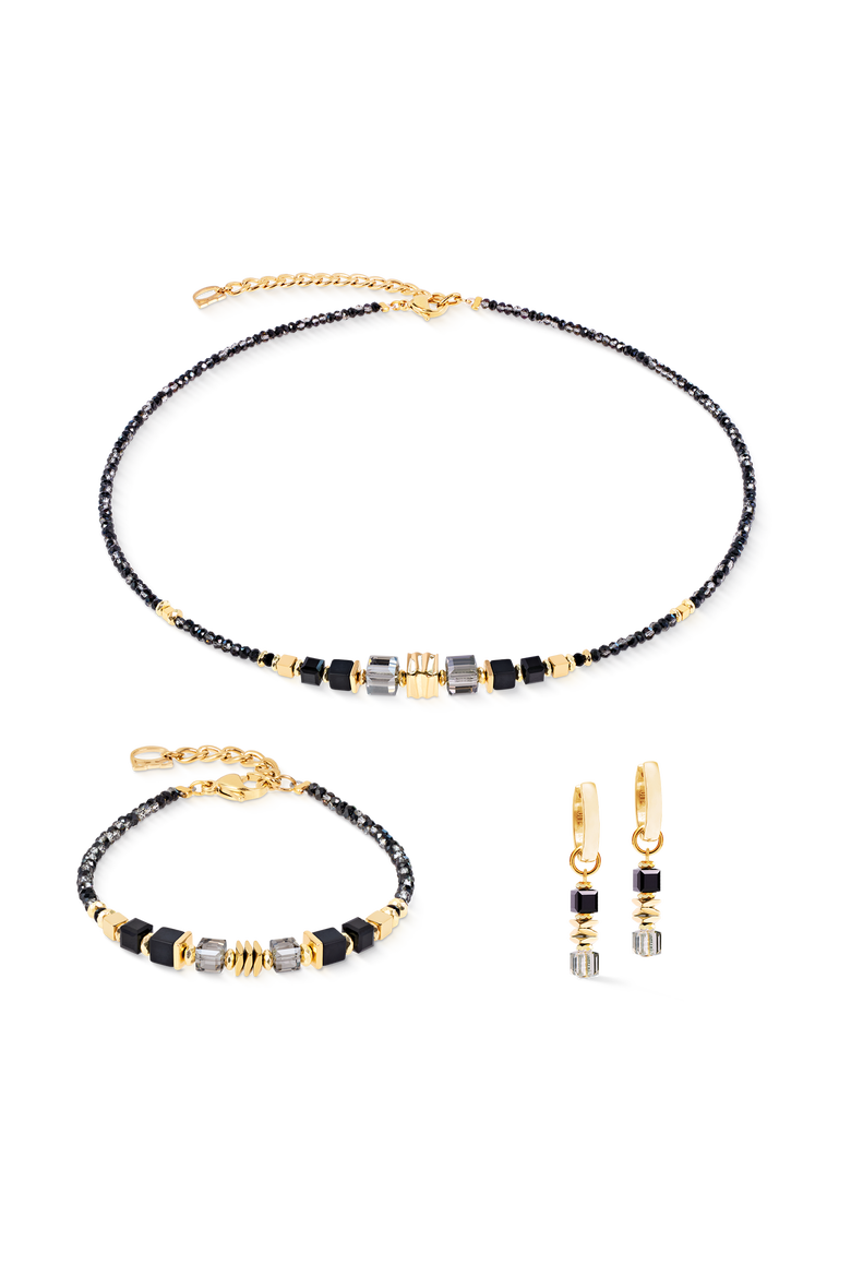 Necklace Wave Cube Flow gold-black, Alternate, color, Black-Gold