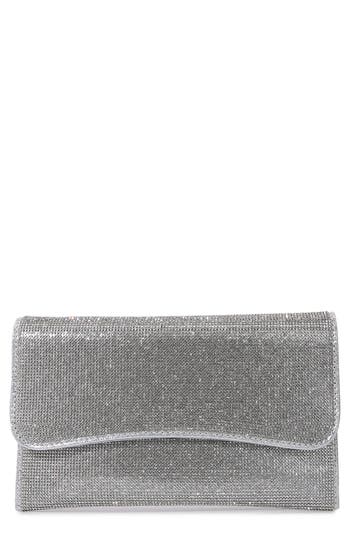 Berness Rhinestone Envelope Clutch In Silver