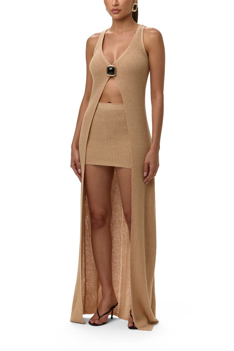 Long Knit Vest, Alternate, color, BEACH BEIGE
