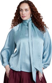 ELOQUII Jacquard Scarf Blouse