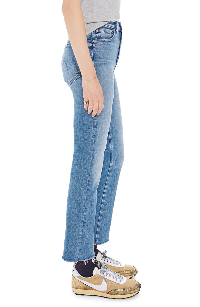 MOTHER The Tripper Ripped High Waist Fray Hem Ankle Jeans, Alternate, color, 