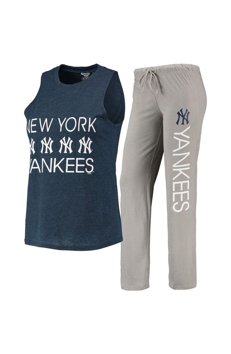 CONCEPTS SPORT Women's Concepts Sport Gray/Navy New York Yankees Meter Muscle Tank Top & Pants Sleep Set, Main, color, Gray