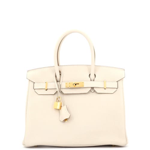 Pre-owned Hermes  Hermes Birkin Handbag Light Clemence With Gold Hardware 30 In White
