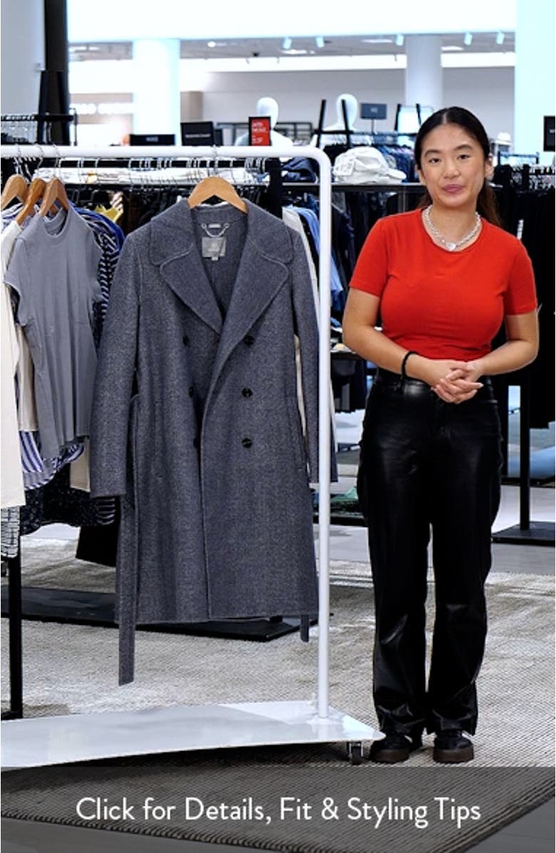 Safira Double Breasted Wool Herringbone Coat, sales video thumbnail