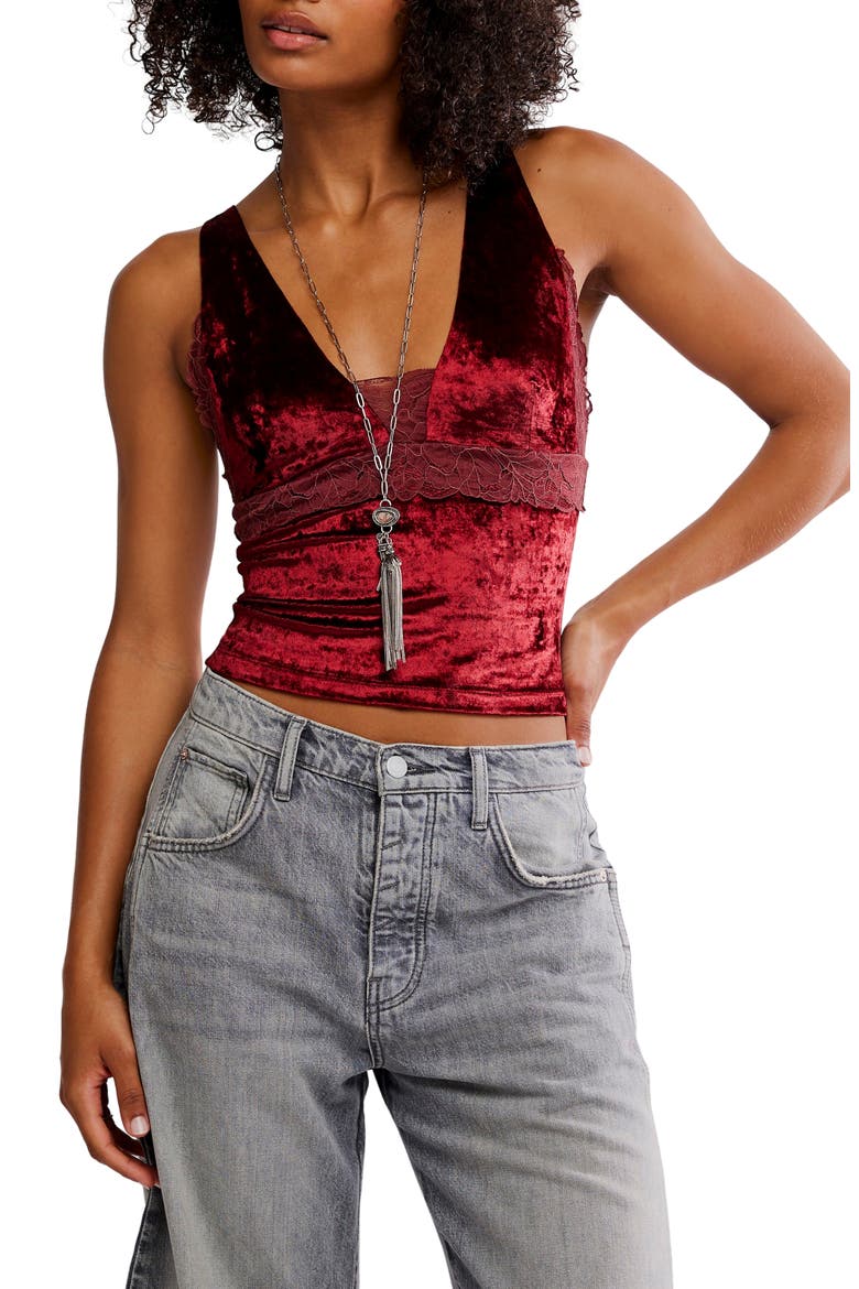 Bed of Rose Velvet Camisole, Main, color, GARNET GROTTO