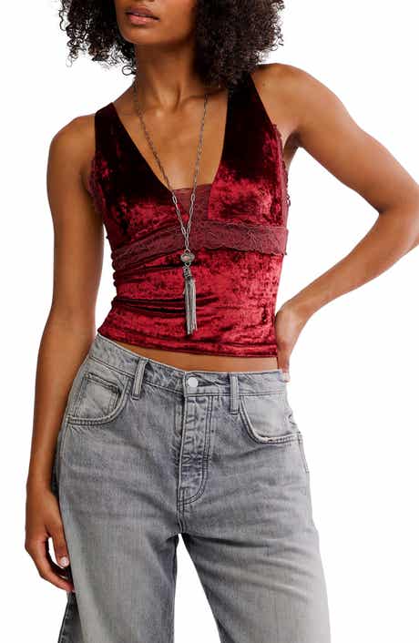 Free People Bed of Rose Velvet Camisole