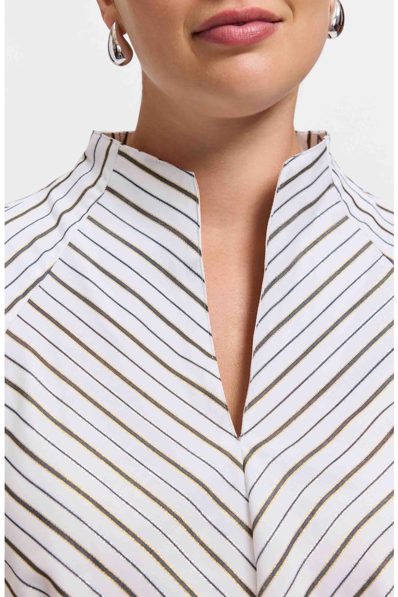 Daphne Metallic Stripe Cotton Blend Pullover Shirt, Alternate, color, WHITE/ MULTI