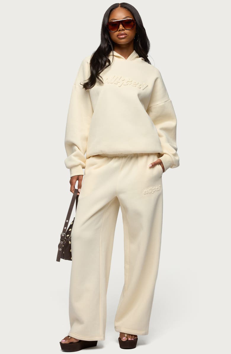 EDIKTED Totally Edikted Wide Leg Sweatpants, Alternate, color, Cream
