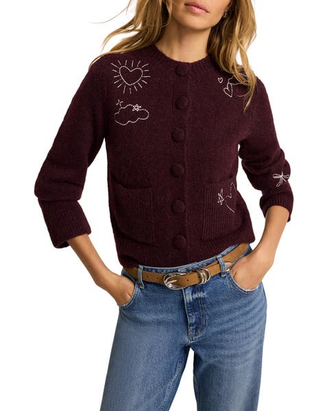 Embroidered Motif Knit Cardigan
