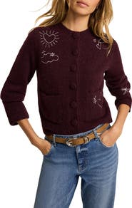MINT VELVET Embroidered Motif Knit Cardigan