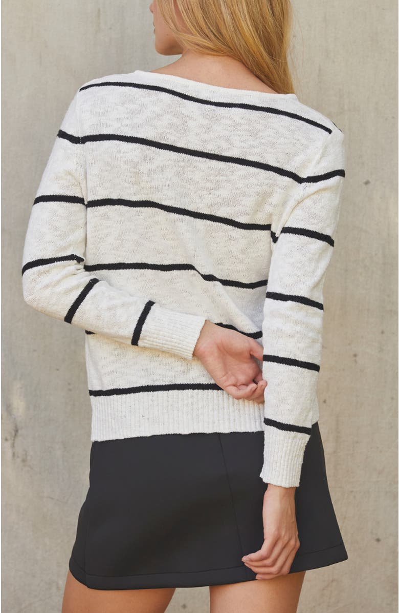 CRESCENT V-wire Striped Knit Top, Alternate, color, White/Black