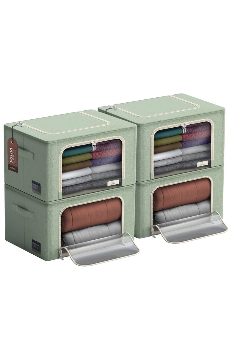 SORBUS 4-Pack Jumbo Foldable Storage Boxes, Alternate, color, Teal