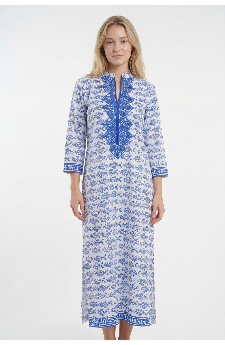Ro's Garden Clorinda Long Kurta, Main, color, Blue Coi