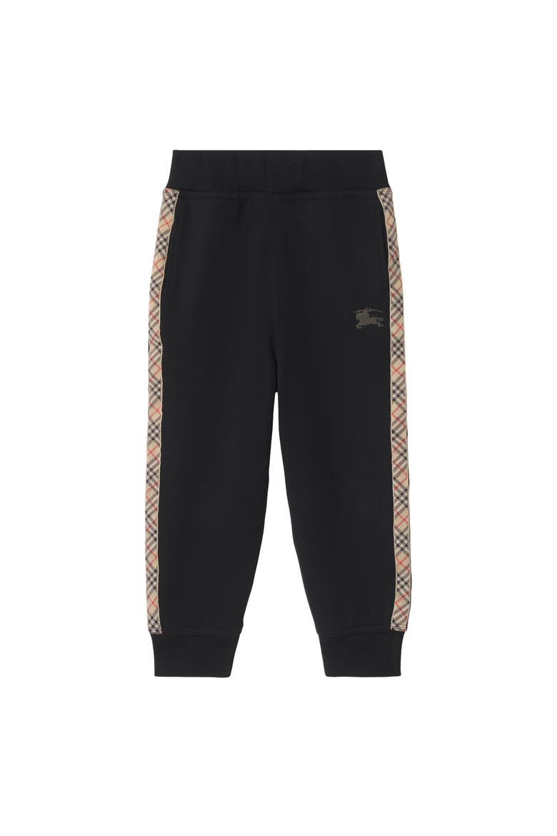 Girls' Check Trim Cotton Jogging Pants, Main, color, Black