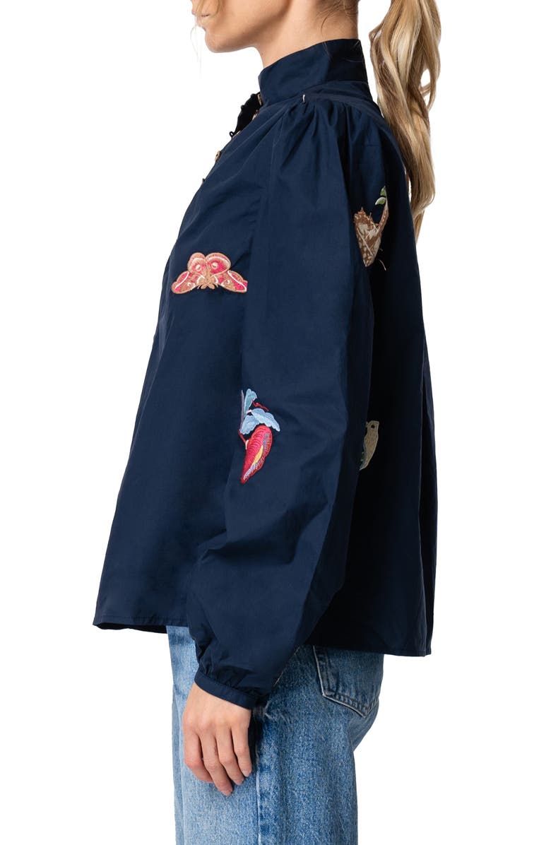 CIEBON Emmy Nature Embroidered Cotton Popover Top, Alternate, color, Navy