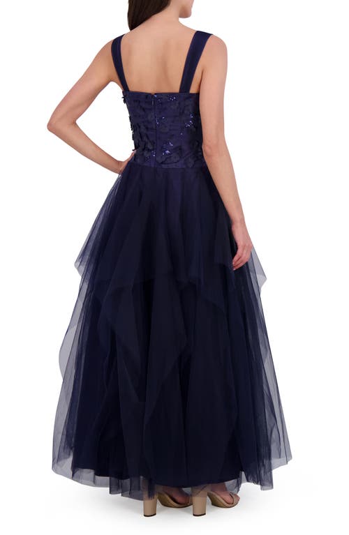 Eliza J Sequin & Floral Appliqué Tulle Dress