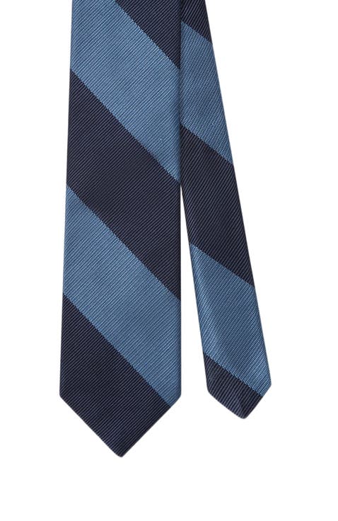 Robert Best Of Class Mogador Stripe Silk & Cotton Tie