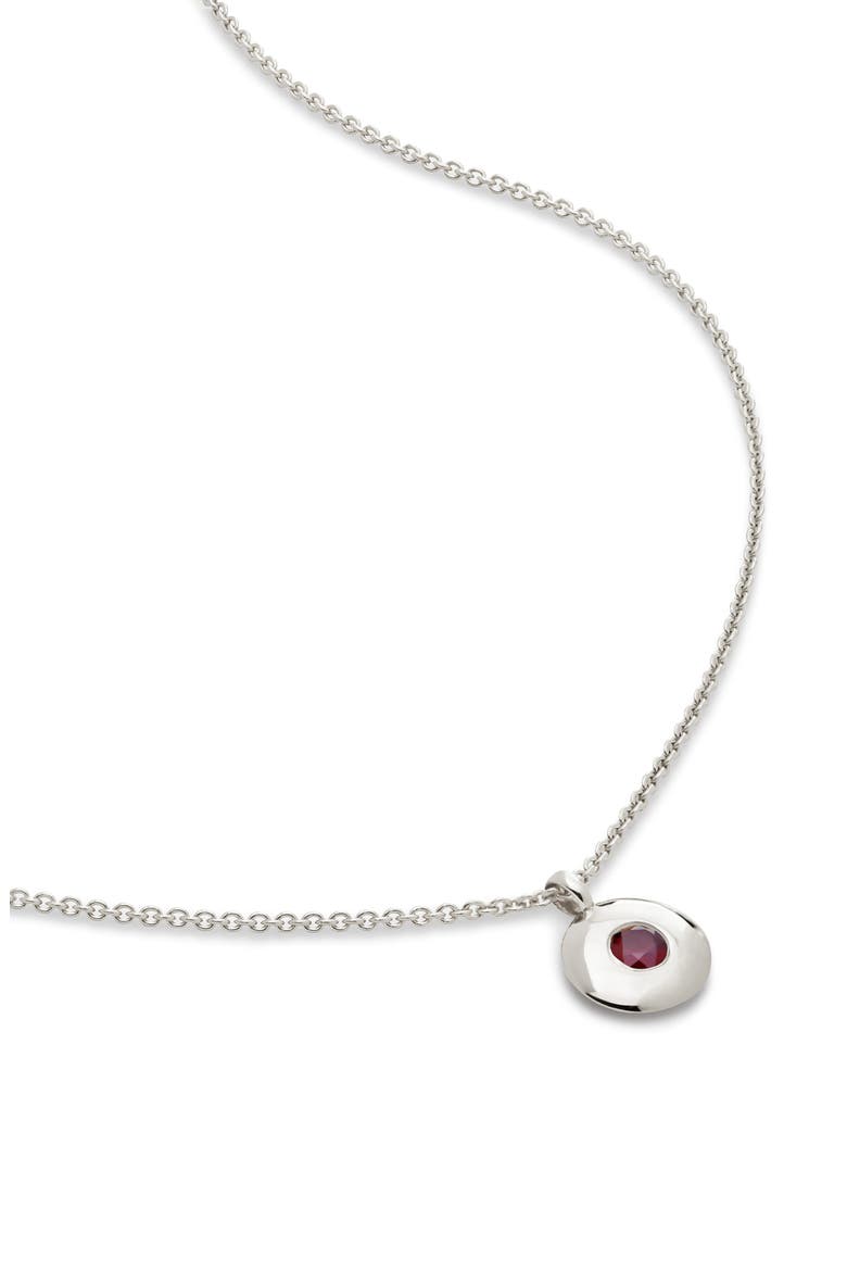 January Birthstone Garnet Pendant Necklace, Main, color, STERLING SILVER