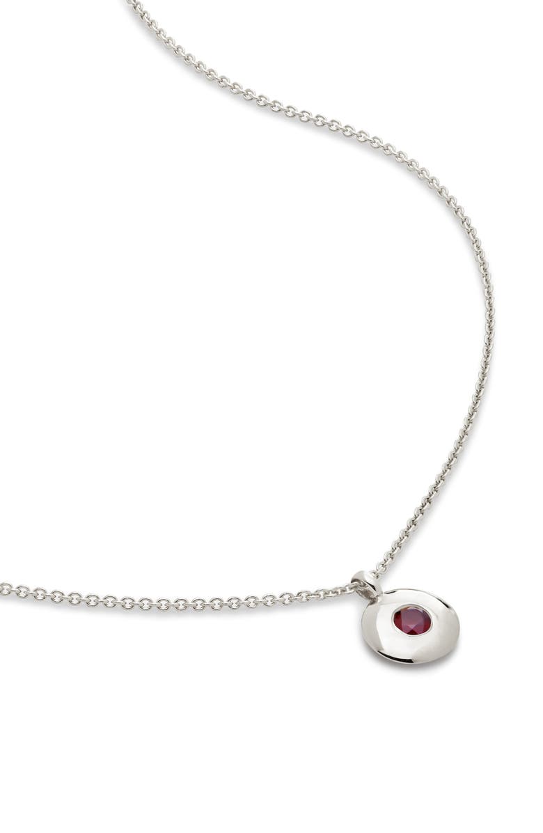 Monica Vinader January Birthstone Garnet Pendant Necklace, Main, color, Sterling Silver