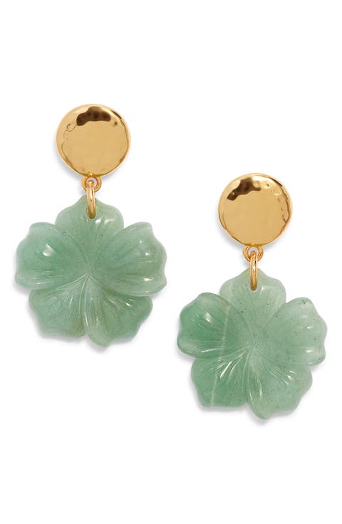 Aventurine Flower Drop Earrings