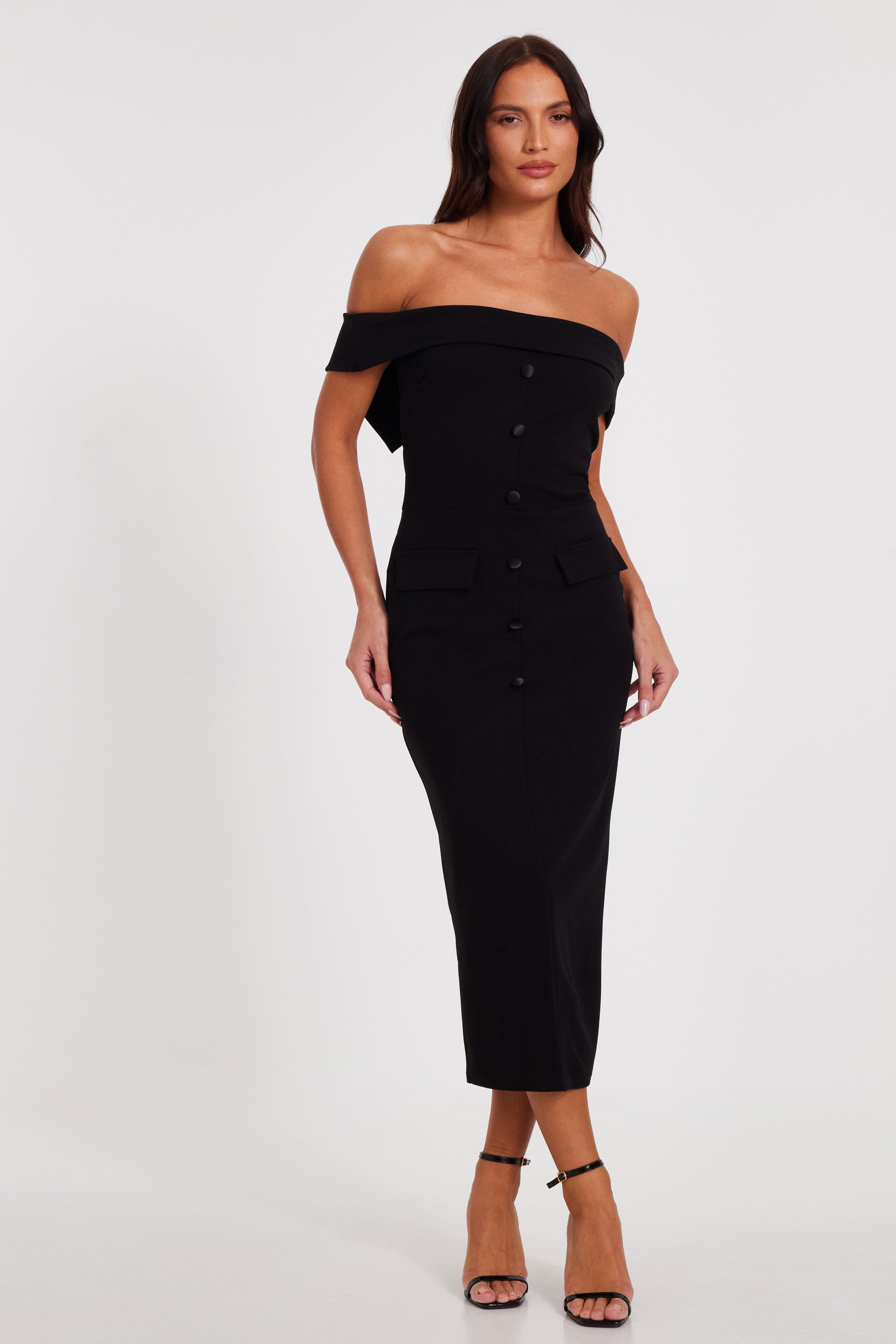 QUIZ Scuba Crepe Bardot Maxi Dress (Women) | Nordstrom
