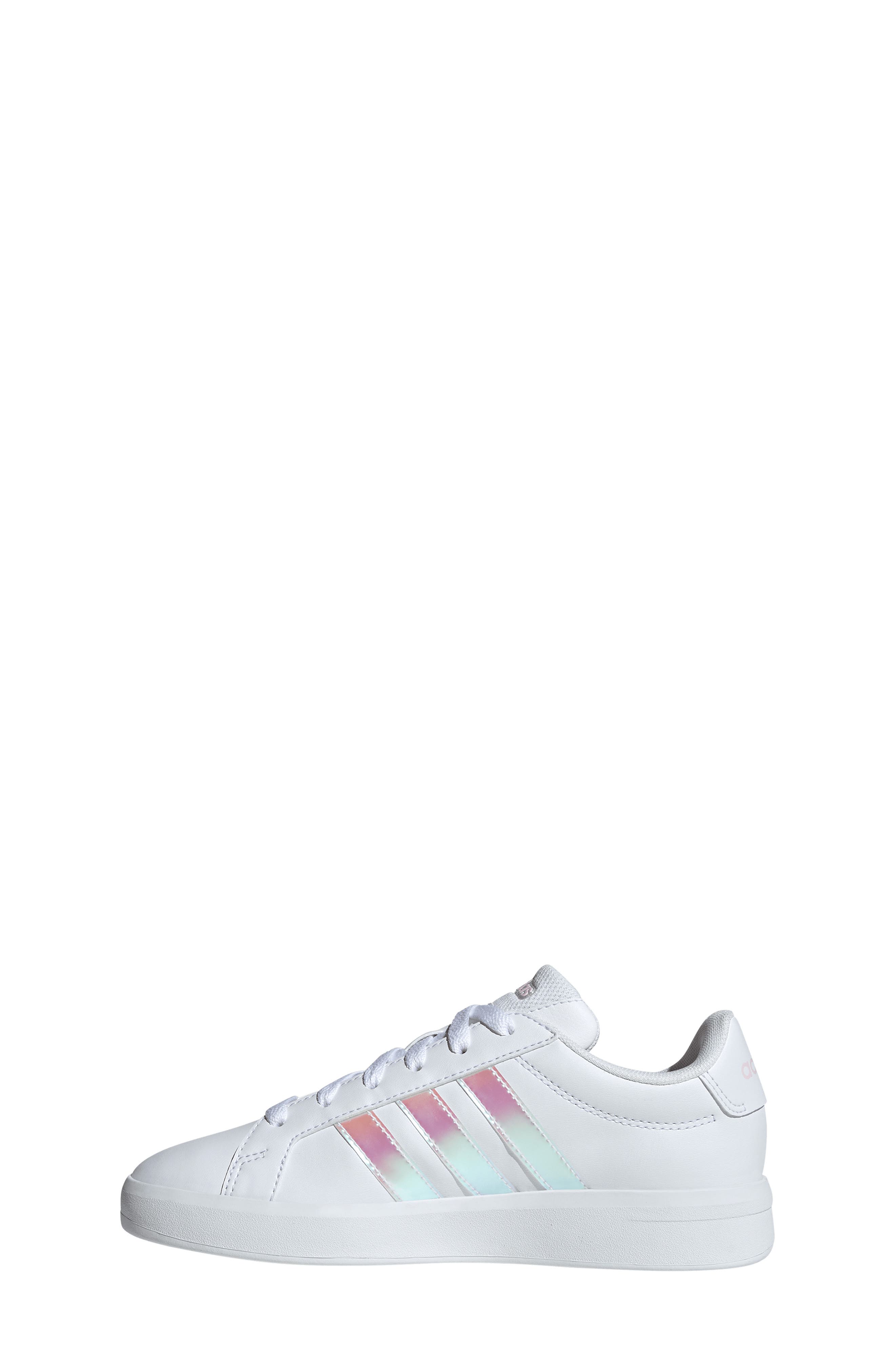 adidas Kids' Grand Court 3.0 Sneaker, Alternate, color, White/ Iridescent/ Pink