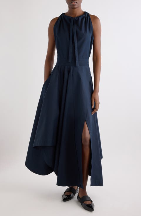 Asymmetric Long Dress with Bow