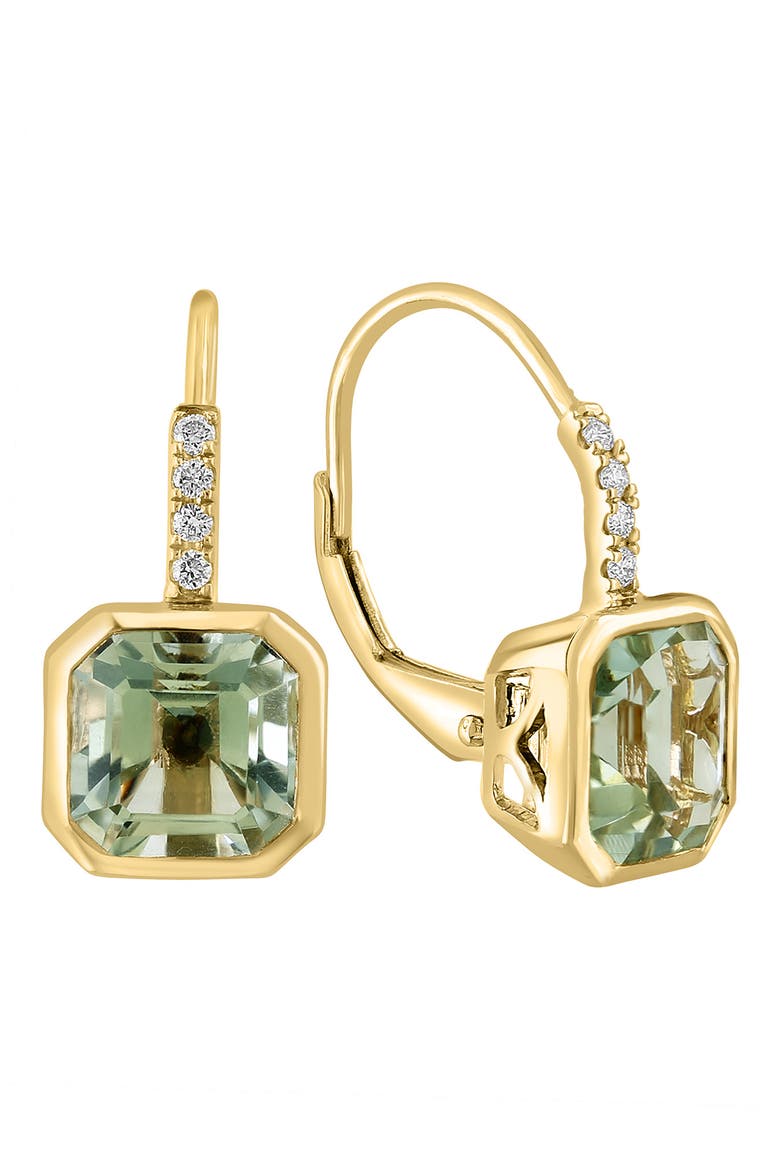 Diamond & Amethyst Drop Earrings, Main, color, GREEN