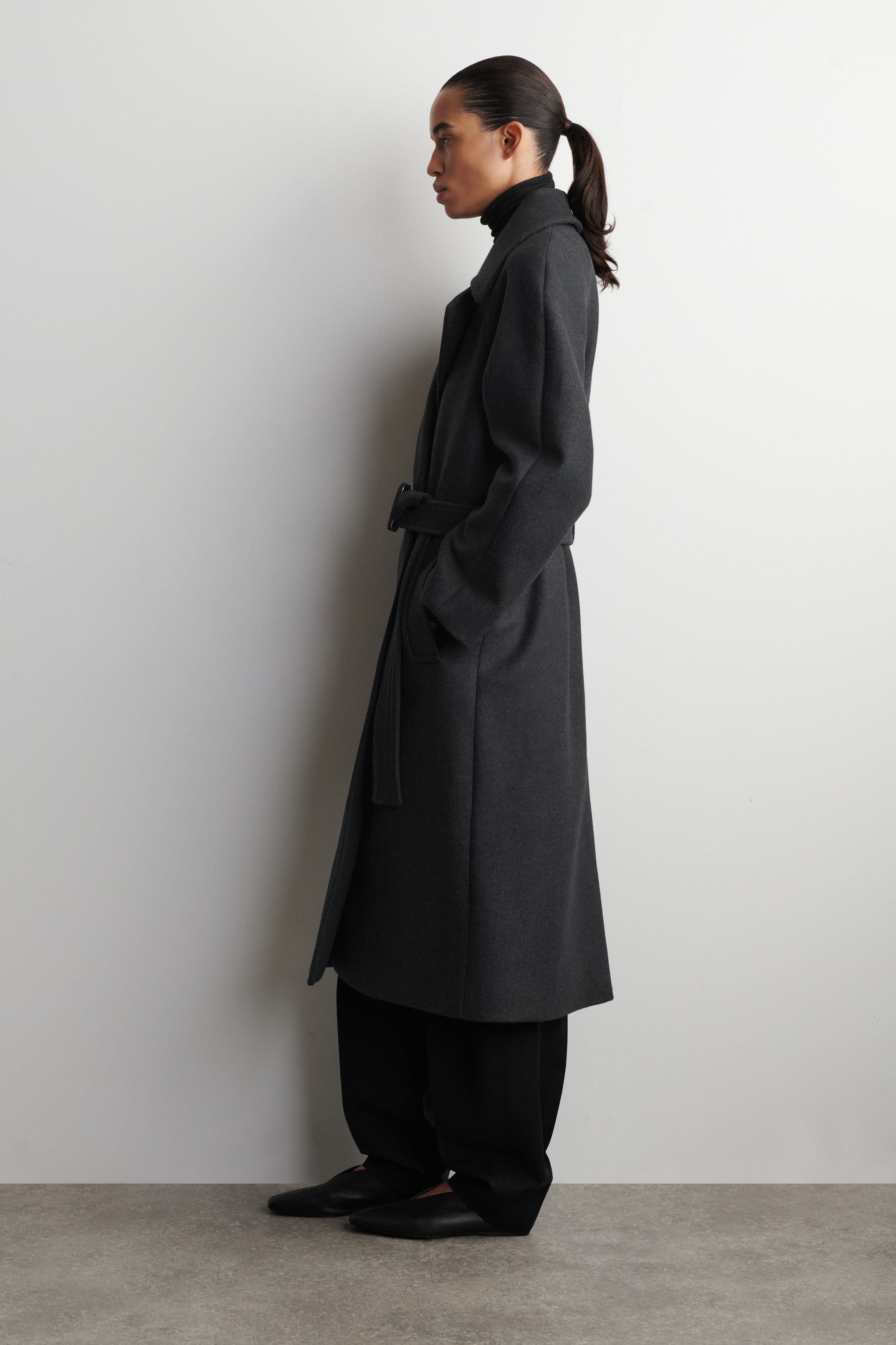 Tailored Belted Wool-Twill Coat - image 2