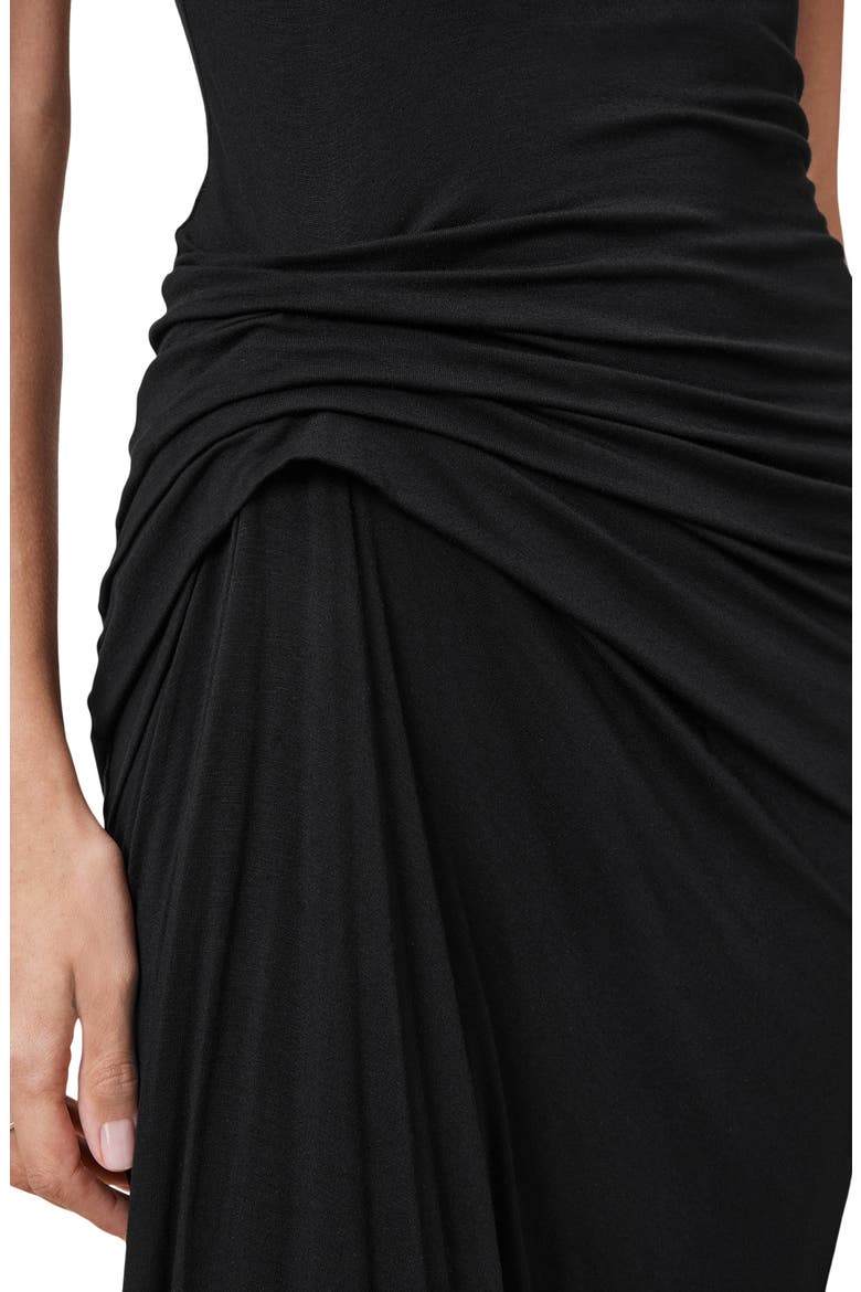 Rivi Draped Sleeveless Midi Dress, Alternate, color, BLACK