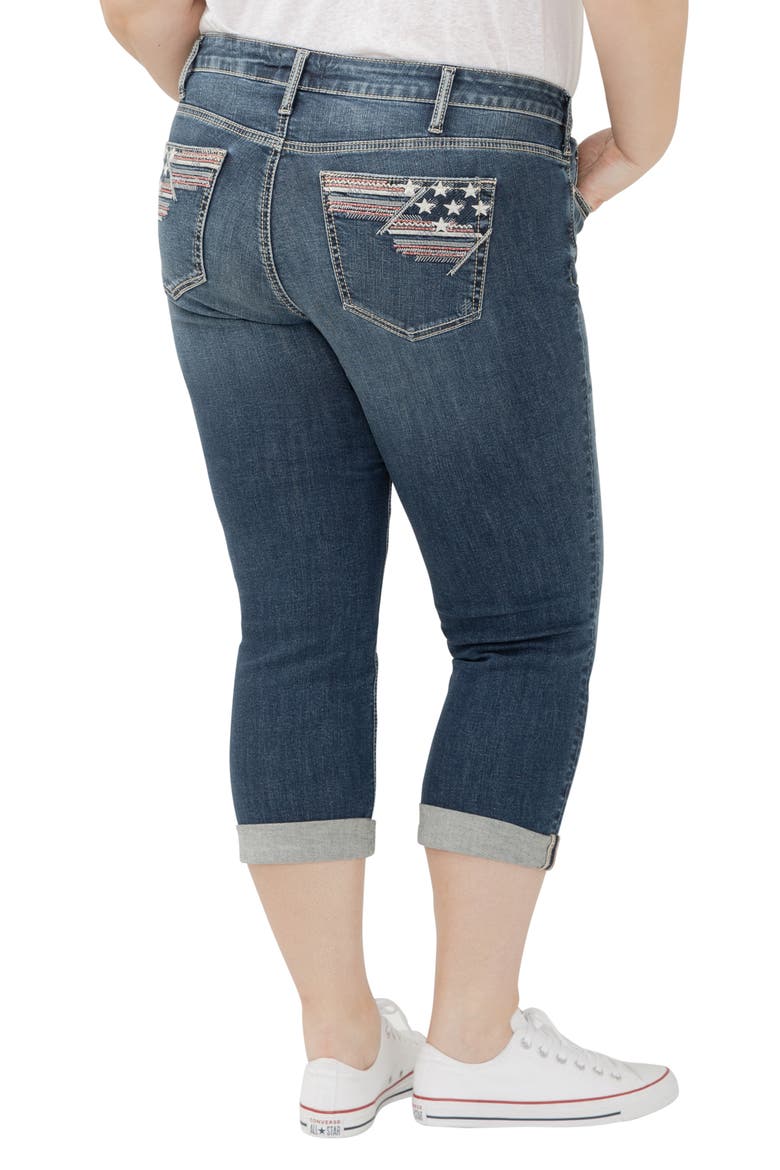 Suki Americana Curvy Mid Rise Capri Jeans, Alternate, color, BALLOT